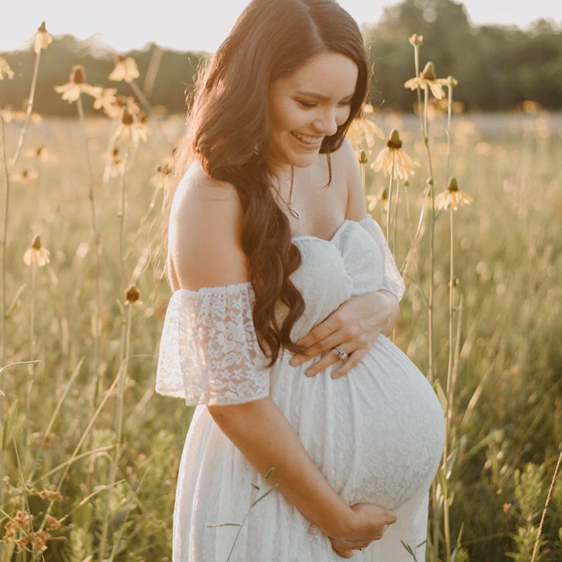 Maternity Wear - Vestido de maternidad de encaje con